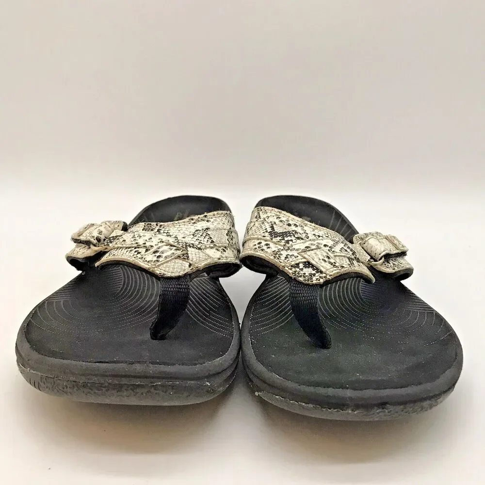 Clarks Cloudsteppers Brinkley Jazz Sandals Women's 9M Sea Snake Flip Flop Thongs